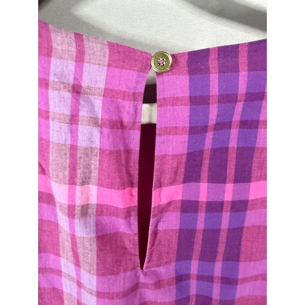 Crewcuts J.Crew Girls Pink Purple Plaid Sleeve Ruffle Babydoll Dress Size 10
